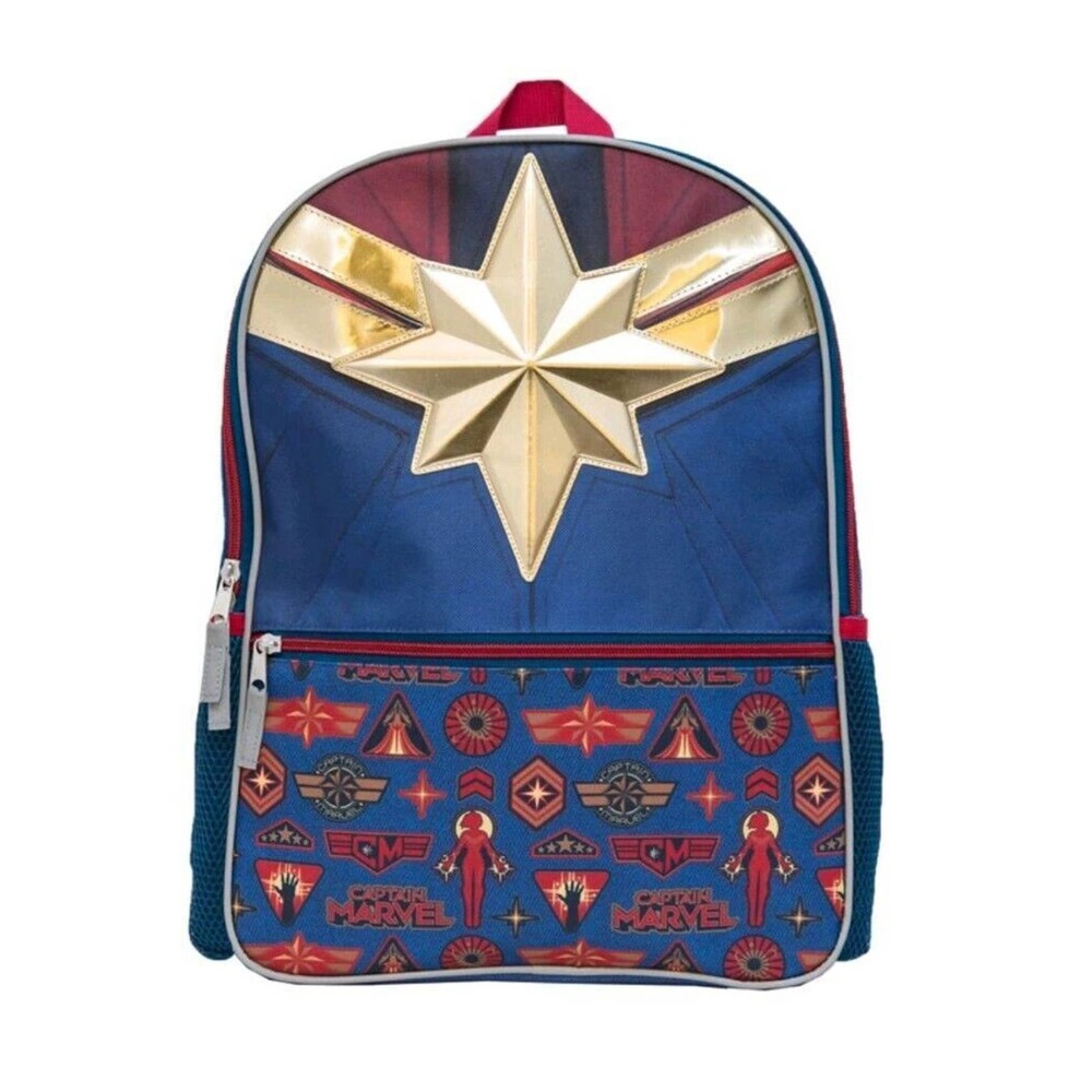 Captain Marvel Avenger Officially Licensed Gold Logo Laptop Pocket Backpack Bag